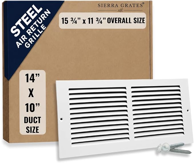 14x10 Air Return Vent Cover, Solid Steel White, 8 Pack - Image 2