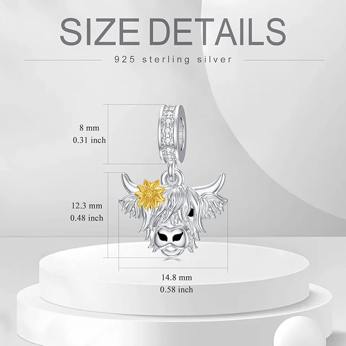 PROESS Sterling Silver/Red Panda/Cow/Highland Cow/Otter/Squirrel/Elephant/Axolotl/Cat/Fox/Bee/Butterfly/Hummingbird/Tiger/Lion/Mokeny/Koala/Dog Charm Animal Charms Bead for Jewelry Making
