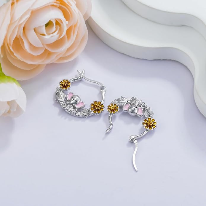 JUSTKIDSTOY Hypoallergenic Panda/Unicorn/Hummingbird/Dolphin Hoop Earrings for Women 925 Sterling Silver Animal Huggie Hoop Earrings Jewelry Gifts for Sensitive Ears