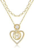 Heart Letter Necklaces for Women 14K Gold Plated Cubic Zirconia Heart Initial Layered Necklace Infinity Pendant Necklace Letter Initial Jewelry for Women