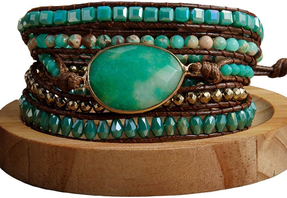 ZOSOJONA Women Wrap Bracelets Boho Natural Stone Jasper Turquoises Strand Bracelet Jewelry Collection