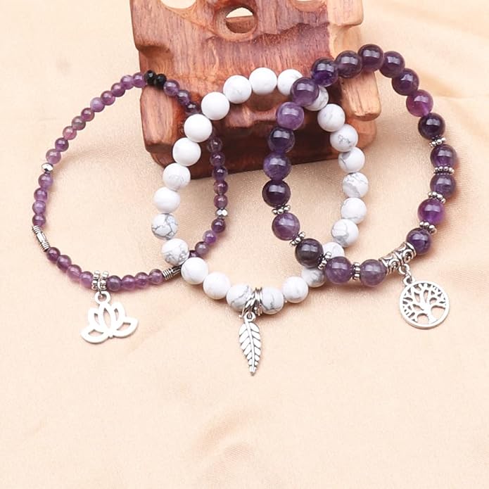 UEUC Tree of Life Yoga Healing Stone Bracelets,Multilayer Lotus Chakra Stone Reiki Bracelet Sets,Anxiety Crystal Natural Stone,for Women Stress Relief