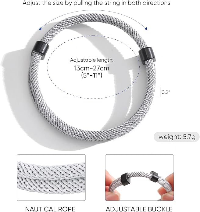 TempBeau Nautical Braided Rope Bracelets Set - 6 Pcs Adjustable Braided Cord Bracelet, Handmade Navy Marine String Bracelet with Metal Knot, Men Women Braided Bracelets Gifts