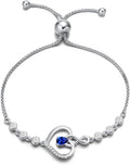 AGVANA Valentines Day Gifts Heart Birthstone Bracelets for Women Sterling Silver Genuine or Created Gemstone Tennis Bracelet Infinity Love Jewelry Anniversary Birthday Gifts for Wife Mom Women
