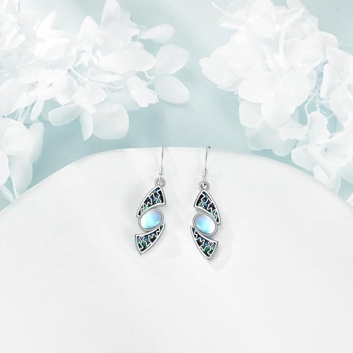 Abalone Shell Dangle Drop Earrings for Women 925 Sterling Silver Filigree Bohemian Earrings Jewelry Gift