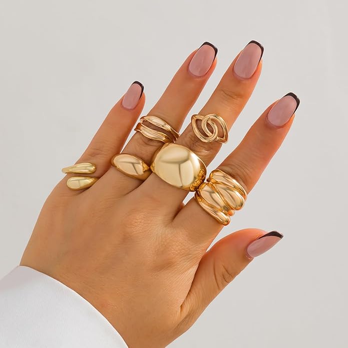 Sora Tuki Rings for Women Chunky Rings Set Adjustable Stackable Ring for Women Bold Thick Statement Ring Trendy Chunky Jewelry