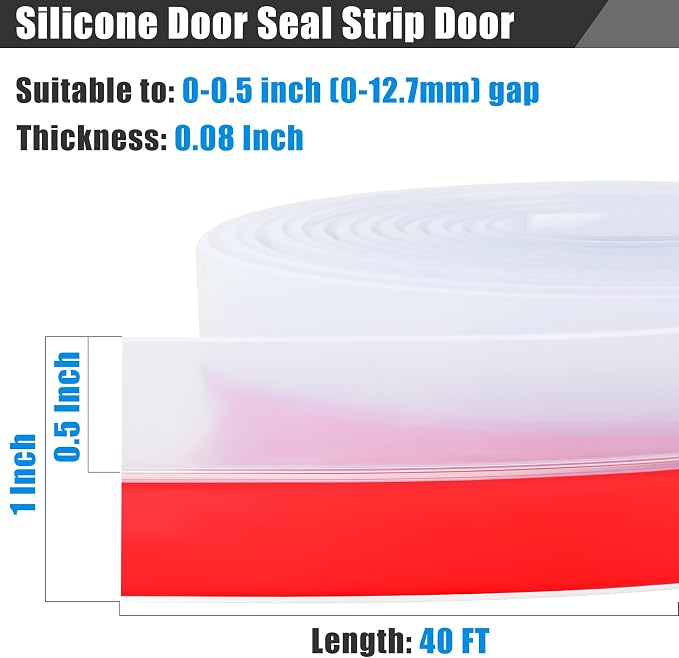 Draft Seal Tape for Doors and Windows 1 in x 40 Ft Silicone Weather Stripping - Image 2