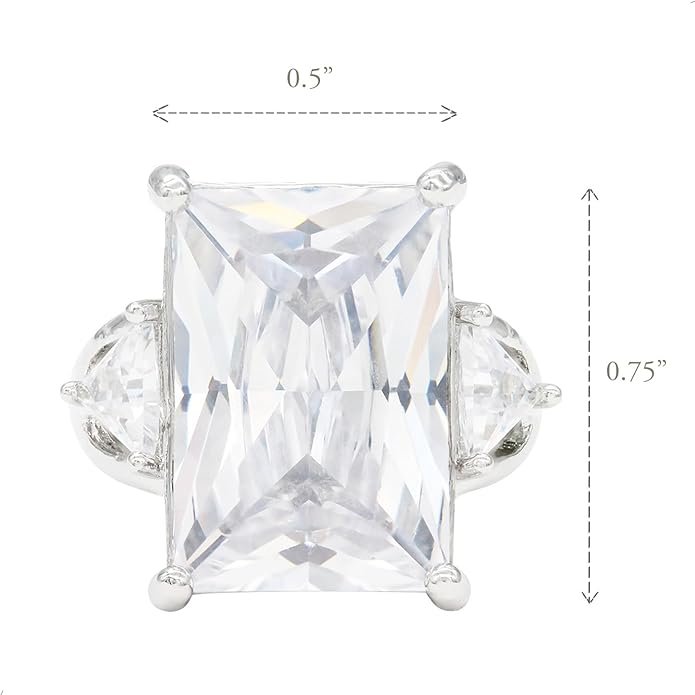Lavencious Big Bold Radiant CZ Stones Stretch Rings for Women Size for 7-9