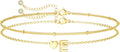 DEARMAY Dainty Initial Heart 14K Gold Plated Bracelets for Women Trendy, Letter Charm Bracelet Jewelry Cute Simple Fashion Chain Gift