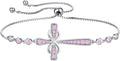 YL Cross Bracelet 925 Sterling Silver Infinity Sideways Link Bracelet Birthstone Jewelry for Women