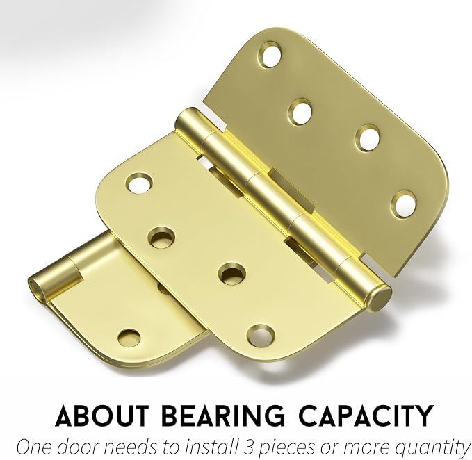 goldenwarm 12 Pack 4 inch Door Hinges Satin Gold Residential Door Hinges Brass - Image 5
