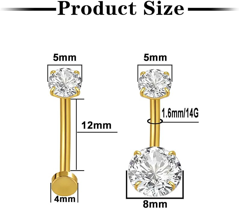 Uni-J Floating Belly Button Rings G23 Titanium 14G Navel Rings - Equipped With Piercing Taper Ball Grabber Tool for Changing Jewelry