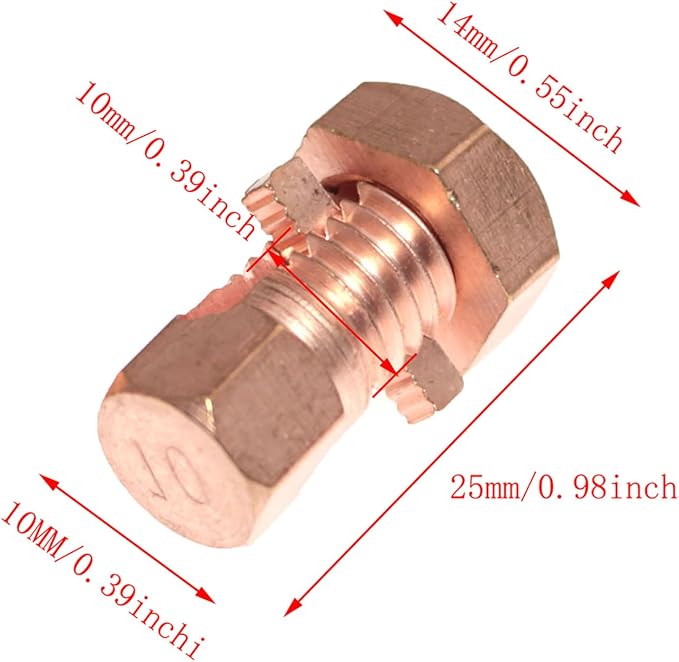 RLECS 4pcs TJ-10 Copper Open Bolt Wire Clamp Power Fittings are Used to - Image 5