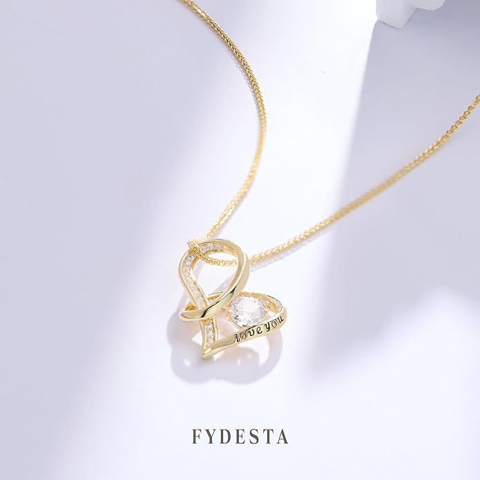 Enduring Hearts Purple Zircon Necklace for Women - 14K Gold Plated Copper Infinity Pendant, Dainty Everyday Jewelry
