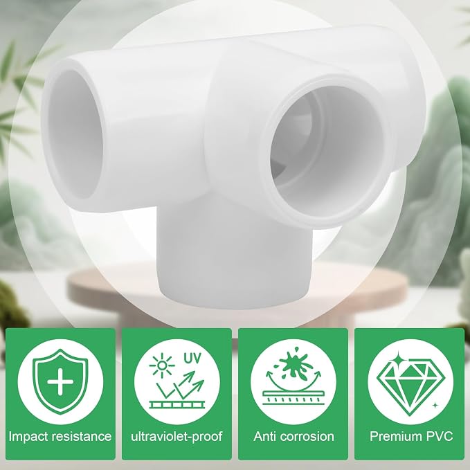 12Pack 1/2IN 4-Way Elbow PVC Pipe Fittings Furniture Grade SCH40 4 Way Side - Image 4