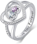 Valentine's Day Gifts for Women Birthstone Rings for Women Heart Statemet Engagement Eternity Wedding Promise Rings Jewelry Anniversary Christmas Valentine Mothers Day Birthday Gifts for Wife Her Girlfriend