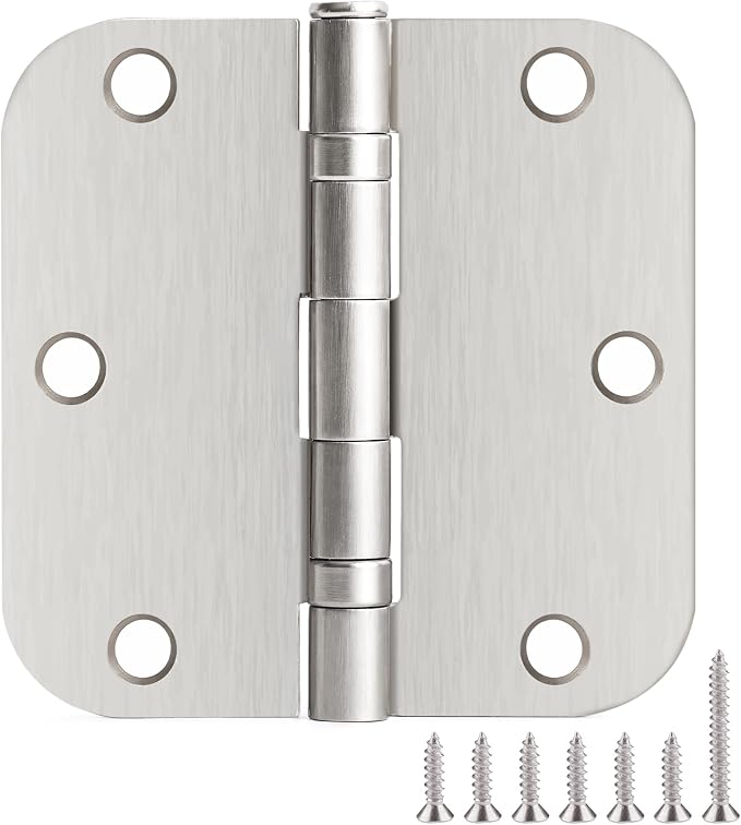 TDCHINGES Rounded Brushed Nickel Door Hinges 3.5" 5/8" Radius Lasting Mute | 1 by TDCHINGES