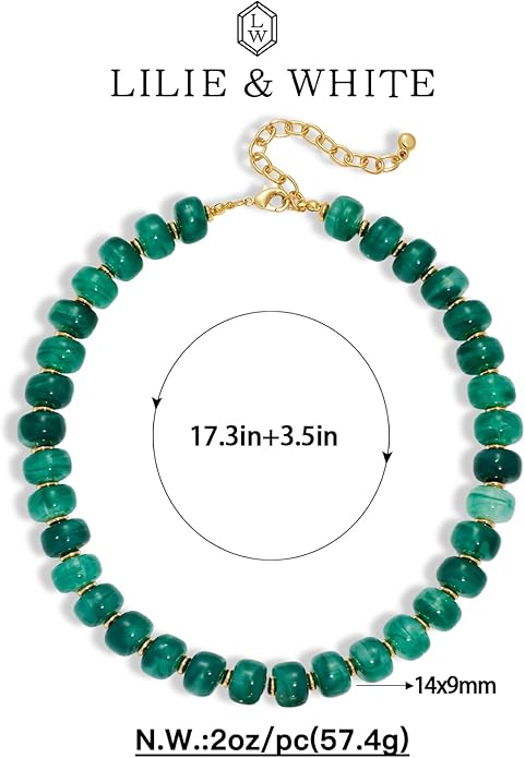 LILIE&WHITE Resin Chunky Beaded Necklace for Women Minimalistic Modern Statement Necklace Jewelry Accessories