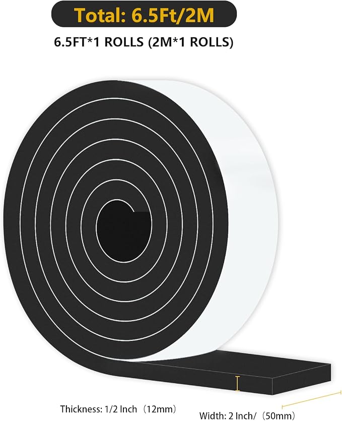Weather Stripping Door Seal, High Density CR, 2 in x 1/2 in x 6.5Ft | Door - Image 2