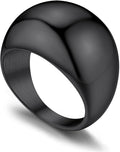 GOLDCHIC JEWELRY Chunky Dome Ring for Women, Stainless Steel Bold Stacking Croissant Statement Ring For Men (Size 7-12, Custom)
