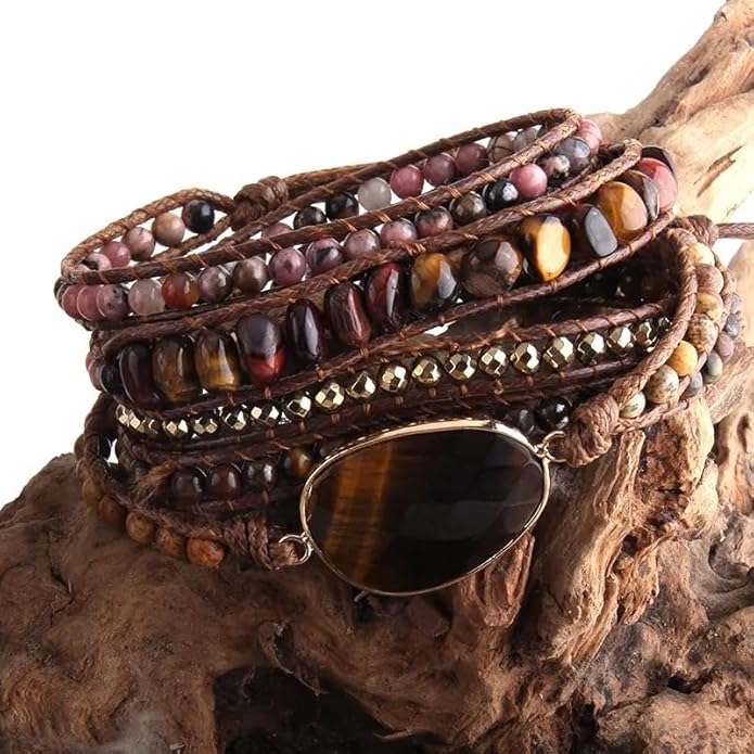 ZOSOJONA Women Wrap Bracelets Boho Natural Stone Jasper Turquoises Strand Bracelet Jewelry Collection