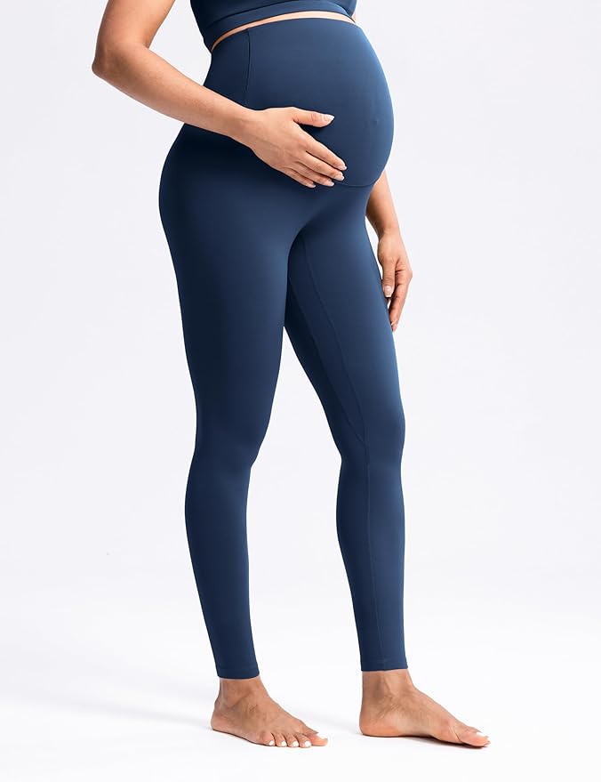 POSHDIVAH Women's Creamluxe Maternity Leggings 25"/28" Over The Belly Pregnancy Yoga Pants Active Workout Leggings