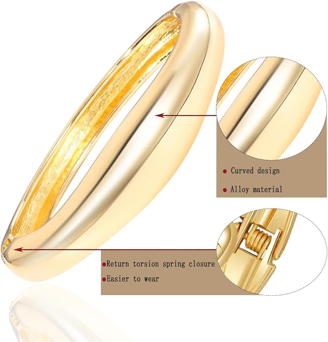 Gold Chunky Bangle Bracelet for Women Adjustable Twist Cuff Design Tarnish-proof Stackable Jewelry Gift