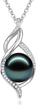 FANCIME Gift for Women Wife Natural Tahitian Pearl Necklace Sterling Silver Mysterious Ocean Treasure 10-12MM Black Pearl Luxury Jewelry Gift for Women, Mother, Wife, 16"+2" Adjustable