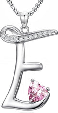 Valentines Day Gifts for Women Alphabet A to Z Initial Birthstone Pendant Necklaces for Women - 18k White Gold Plated Personalized Name Jewelry Valentine Mothers Day Birthday Gifts for Women Her Girlfriend