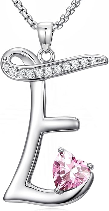Valentines Day Gifts for Women Alphabet A to Z Initial Birthstone Pendant Necklaces for Women - 18k White Gold Plated Personalized Name Jewelry Valentine Mothers Day Birthday Gifts for Women Her Girlfriend