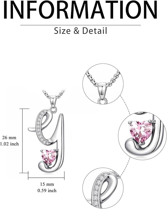 Valentines Day Gifts for Women Alphabet A to Z Initial Birthstone Pendant Necklaces for Women - 18k White Gold Plated Personalized Name Jewelry Valentine Mothers Day Birthday Gifts for Women Her Girlfriend