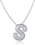 SKQIR Diamond Initial Letter Necklace for Women Bubble Gold Plated Puffy Balloon Alphabet Crystal Zircon Pendant Name Necklace Dainty Charms Trendy Jewelry Gift for Women