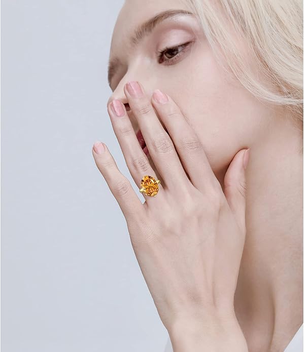Linawe Cubic Zirconia Imitation Diamond Moissanite Rings for Women, 14K Gold/Rose Gold/Silver Adjustable Chunky Ring, Costume Rhinestone Jewelry for Wedding Engagement