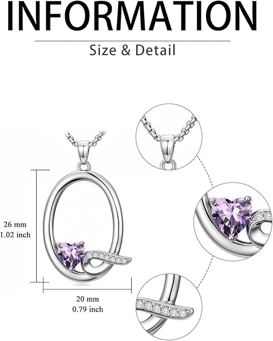 Valentines Day Gifts for Women Alphabet A to Z Initial Birthstone Pendant Necklaces for Women - 18k White Gold Plated Personalized Name Jewelry Valentine Mothers Day Birthday Gifts for Women Her Girlfriend