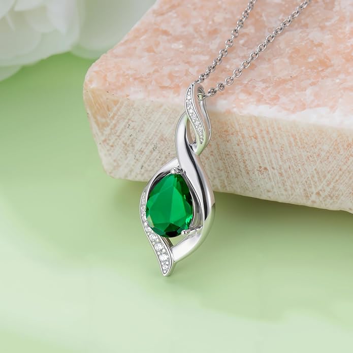 Birthstone Necklace for Women 925 Sterling Silver Infinity Love Jewelry Valentines Day Birthday Gifts for Her Mom Wife Girlfriend