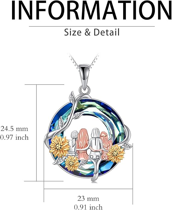 TOUPOP Sisters Gifts from Sister Necklace Sterling Silver Rose Flower with Crystal Jewelry Valentines Day Birthday Gifts for Women Best Friend Friendship