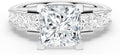 MSBLUE Moissanite Engagement Ring, Staircase Princess Cut, 14K Gold Vermeil, Wedding Promise Ring, Valentines Day Gifts for Her