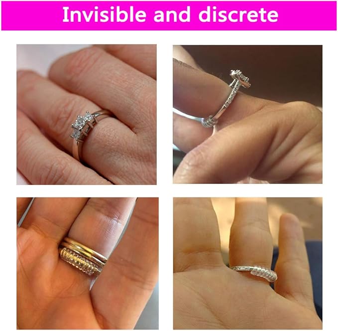 Ring Sizers for Loose Rings, Invisible Size Adjuster Silicone, Guards Spacer Tightener Resizer Fitter for Women Men, Make Smaller Without Resizing Thick Band (Transparent)