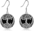 Tree of Life Earrings Sterling Silver Celtic Tree of Life Abalone Shell Dangle Drop Earrings for Women Jewelry