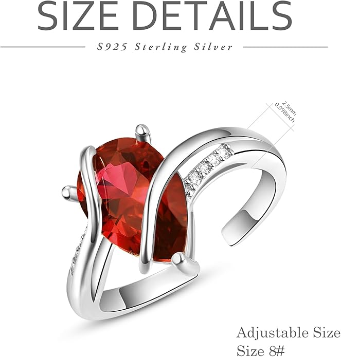 KINGWHYTE Adjustable Rings for Women Teardrop Pear Ring 925 Sterling Silver 0.85ct Teardrop Cubic Zirconia Open AdjustableThumb Ring for Women