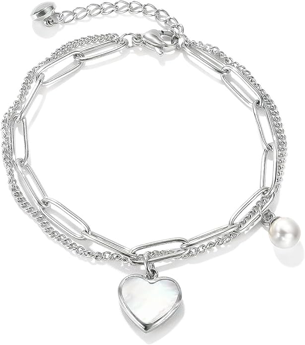 Emibele Heart Charm Bracelet for Women, Bible Verse Bracelet Stainless Steel 18K Gold Plated Bracelet Love Pendant Link Chain OT Clasp, Birthday Christmas Jewelry Gift for Mother Her