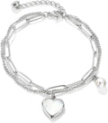 Emibele Heart Charm Bracelet for Women, Bible Verse Bracelet Stainless Steel 18K Gold Plated Bracelet Love Pendant Link Chain OT Clasp, Birthday Christmas Jewelry Gift for Mother Her