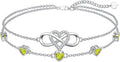 Dorunmo 925 Sterling Silver Infinity Heart Birthstone Anklet Bracelets for Women Best Mother's Day Birthday Jewelry for Wife Girlfriend Mom Her