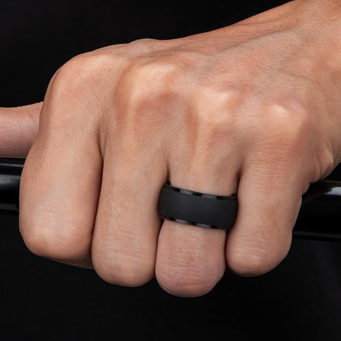 Egnaro Men's Silicone Rings 10mm Wide 2.5mm Thick, Rubber Wedding Bands with Inner Arc Ergonomic Breathable Design, 1/4/5/7 Variety Multipack