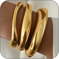 3Pcs Chunky Gold Bangles Bracelets for Women, Spring Hinged Big Stackable Bangles Set, Trendy Cuff Bracelet Stack Fashion Jewelry Gifts
