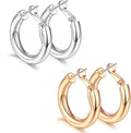 sovesi Chunky Gold Hoop Earrings for Women with 925 Sterling Silver Post, 14K Gold Plated Small Thick Gold Hoops Earrings for Women