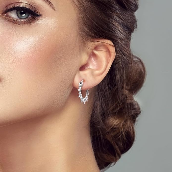 Parmuz 925 Sterling Silver Huggie Hoop Earrings Butterfly Posts Thick Chunky Hoops for Women Small Tiny cuff Cubic Zirconia Snake Heart Earring