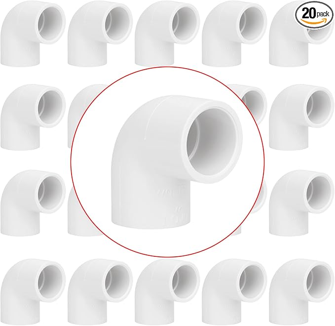 20 Pack 1/2" 90 Degree Elbow Pipe Fittings 2 Way Right Angle PVC Pipe Fitting by Lswteiz