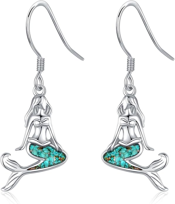 Ocean Earrings 925 Sterling Silver Turquoise Sea Animal Dangle Drop Earrings Beach Themed Jewelry Gifts for Women Girls