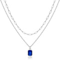Layered Birthstone Necklace for Women Girls, 14K Gold-Plated Paperclip Chain Choker Necklace with Rectangle Birthstone Pendant Birthday Gifts for Women Girls Dainty Small